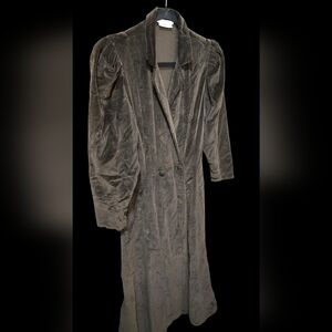 Eileen West For Queen Annes Lace Brown Velvet Maxi Coat Small